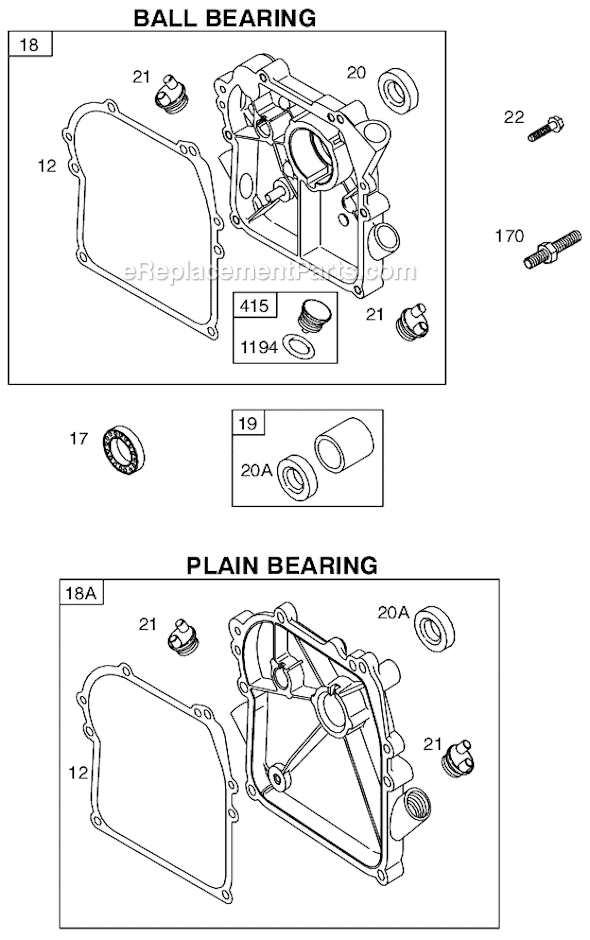 Page B Diagram and Parts List for 92200SERIES 0007-1250 Briggs and Stratton Engine
